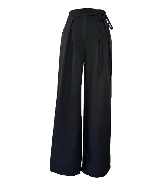 High Waist Tie Bandage Wide Leg Trouser