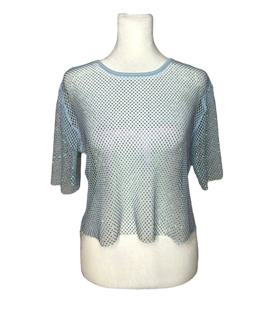 Crystal Mesh Short Sleeve Top